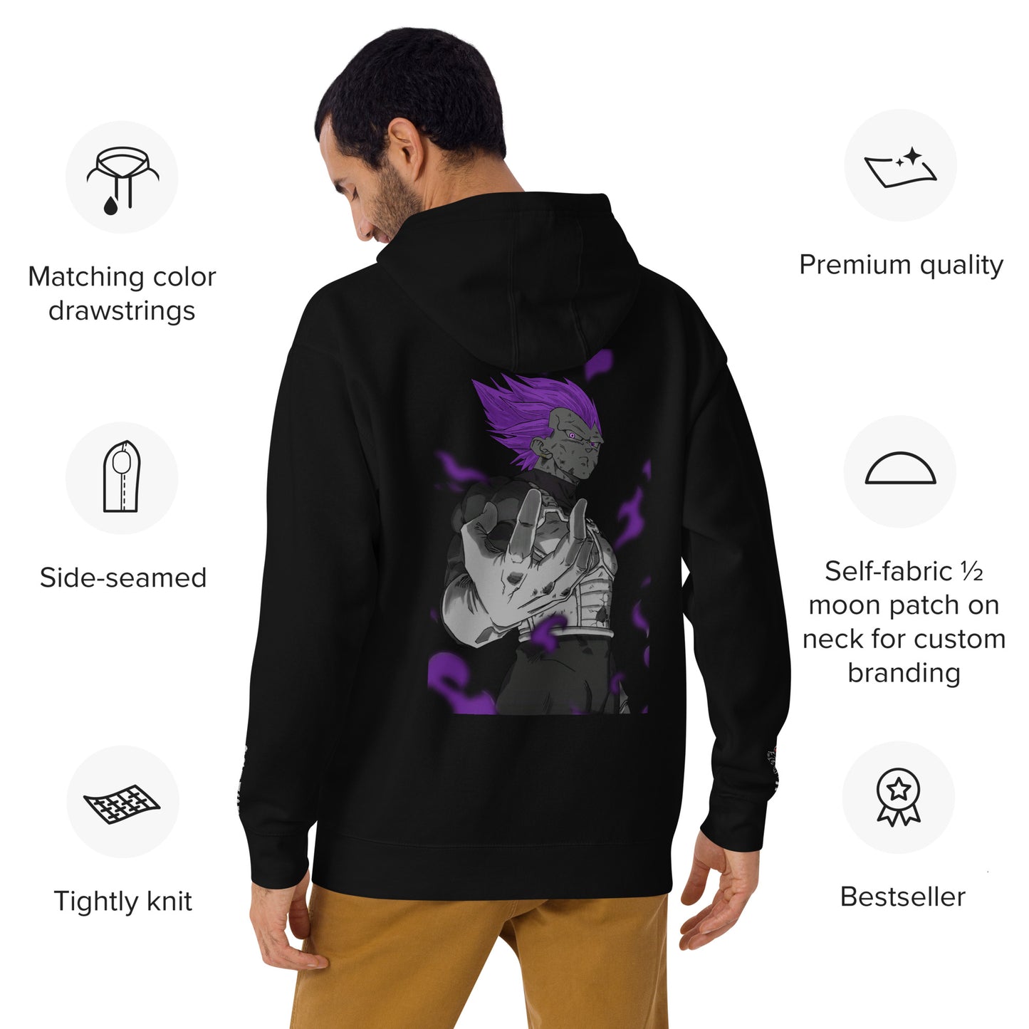 Embroidery Vegeta Black Unisex Hoodie