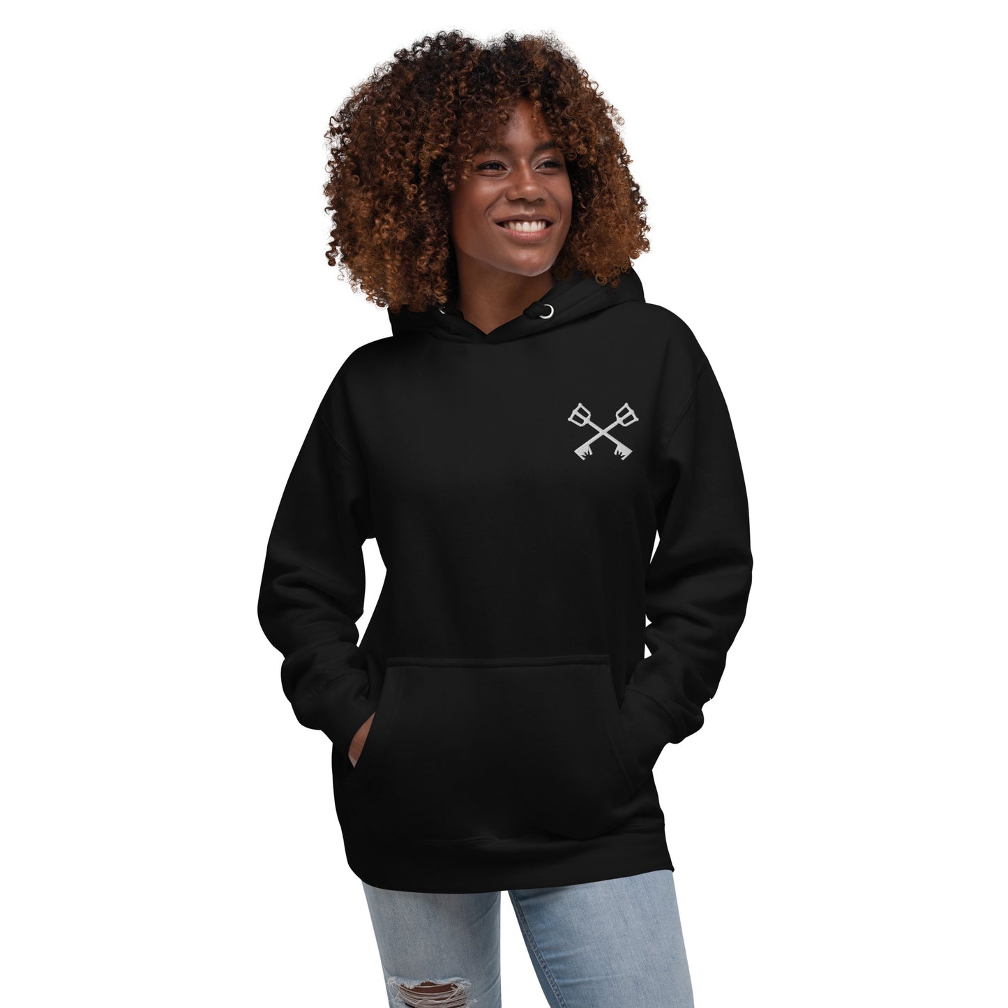 Embroidery Sora & Kairi Black Unisex Hoodie