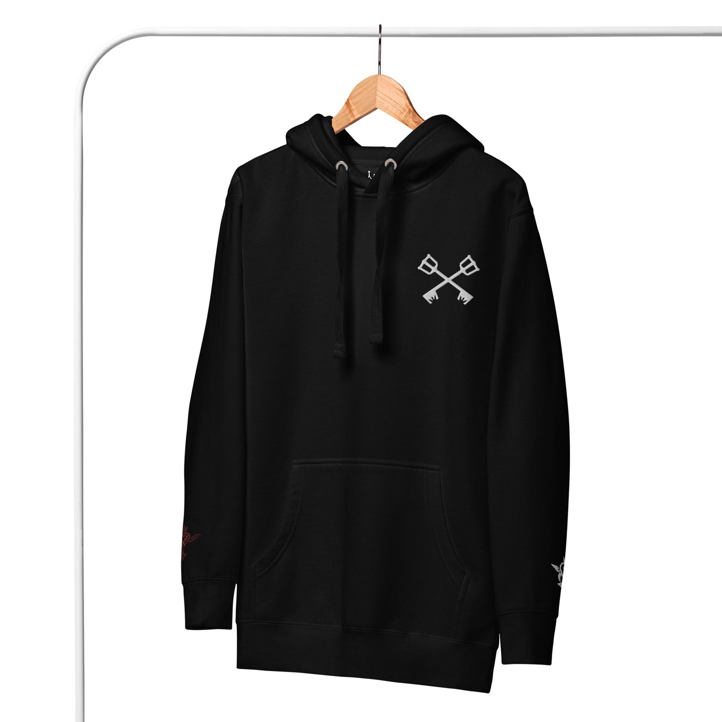 Embroidery Sora & Kairi Black Unisex Hoodie