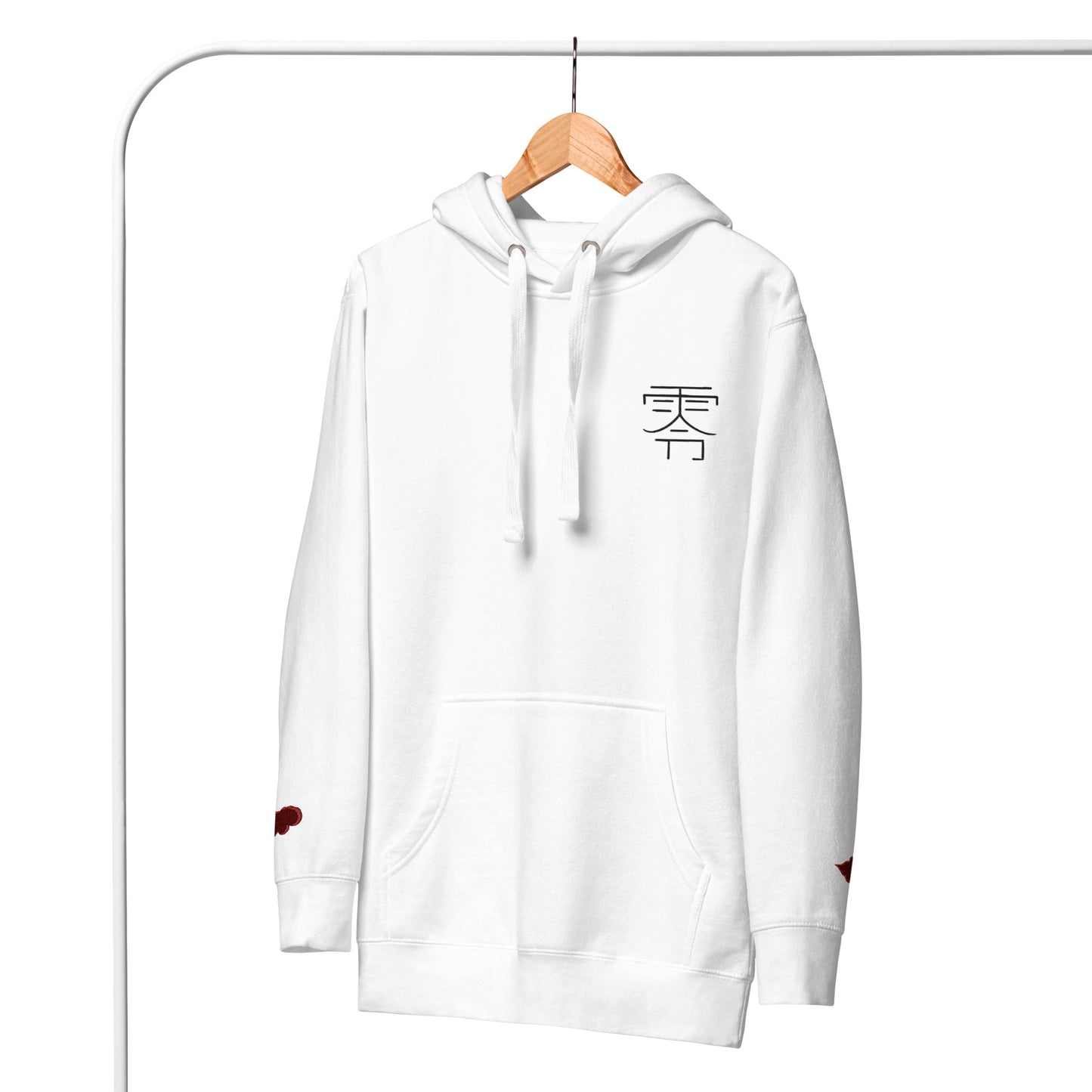 Embroidery Pain White Unisex Hoodie