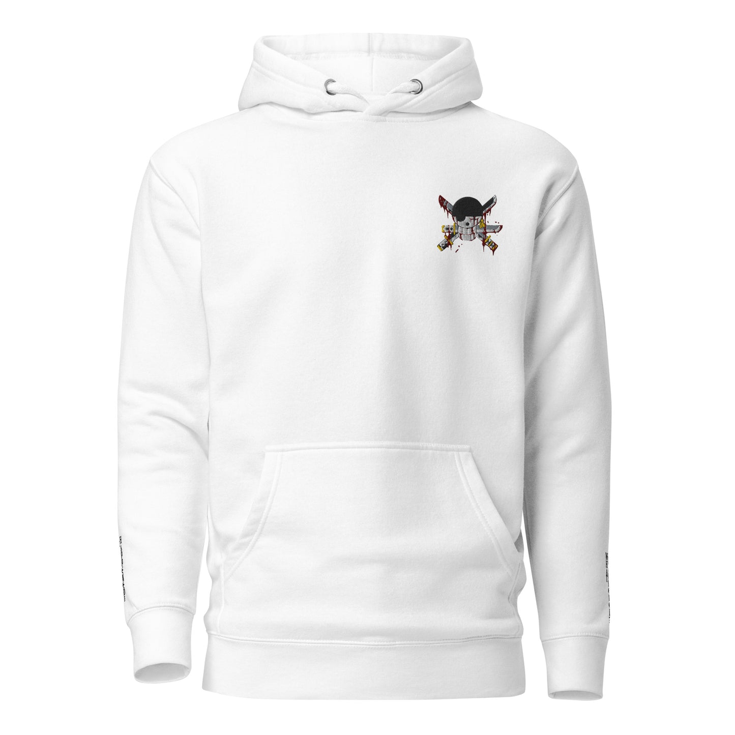 Embroidery Zoro White Unisex Hoodie