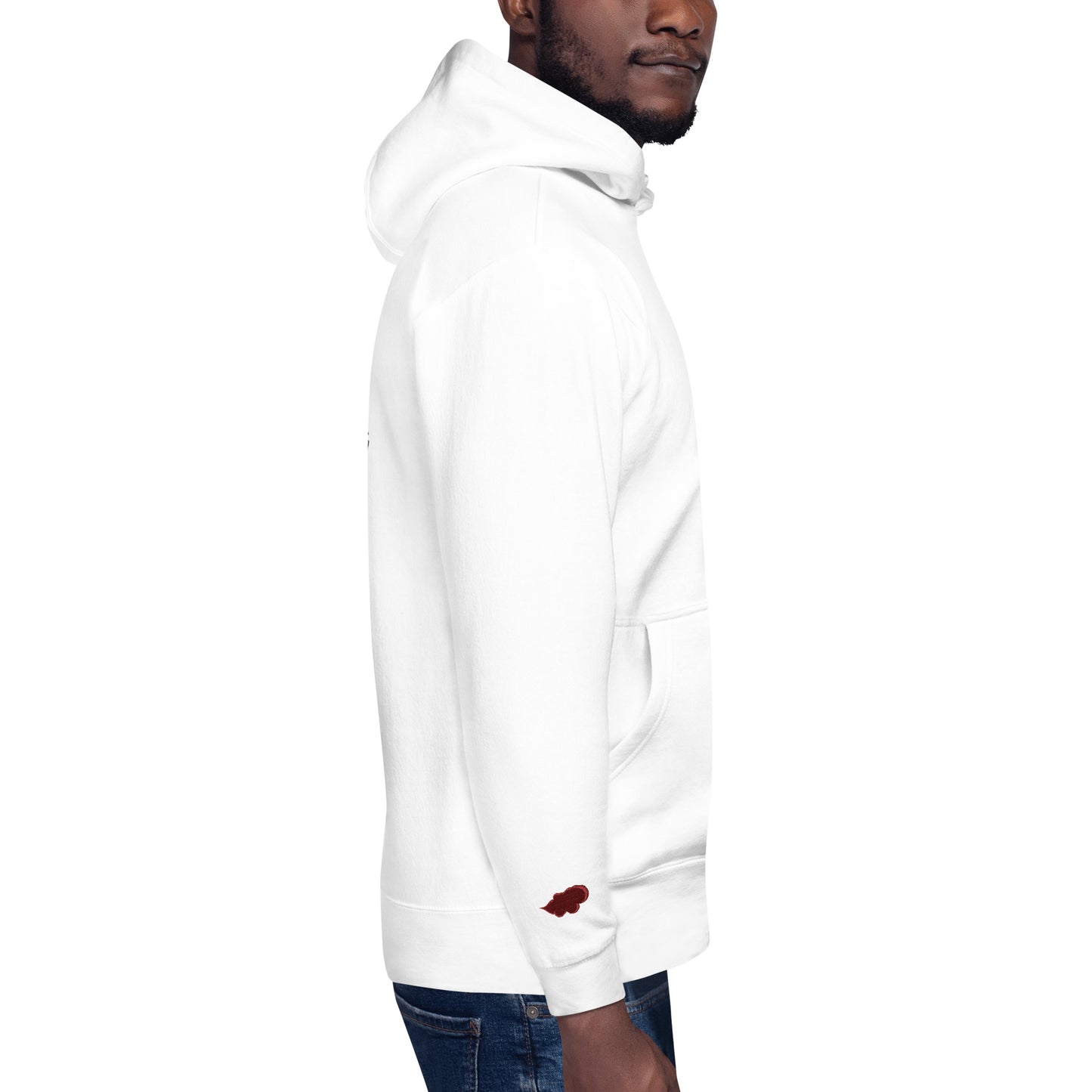 Embroidery Pain White Unisex Hoodie