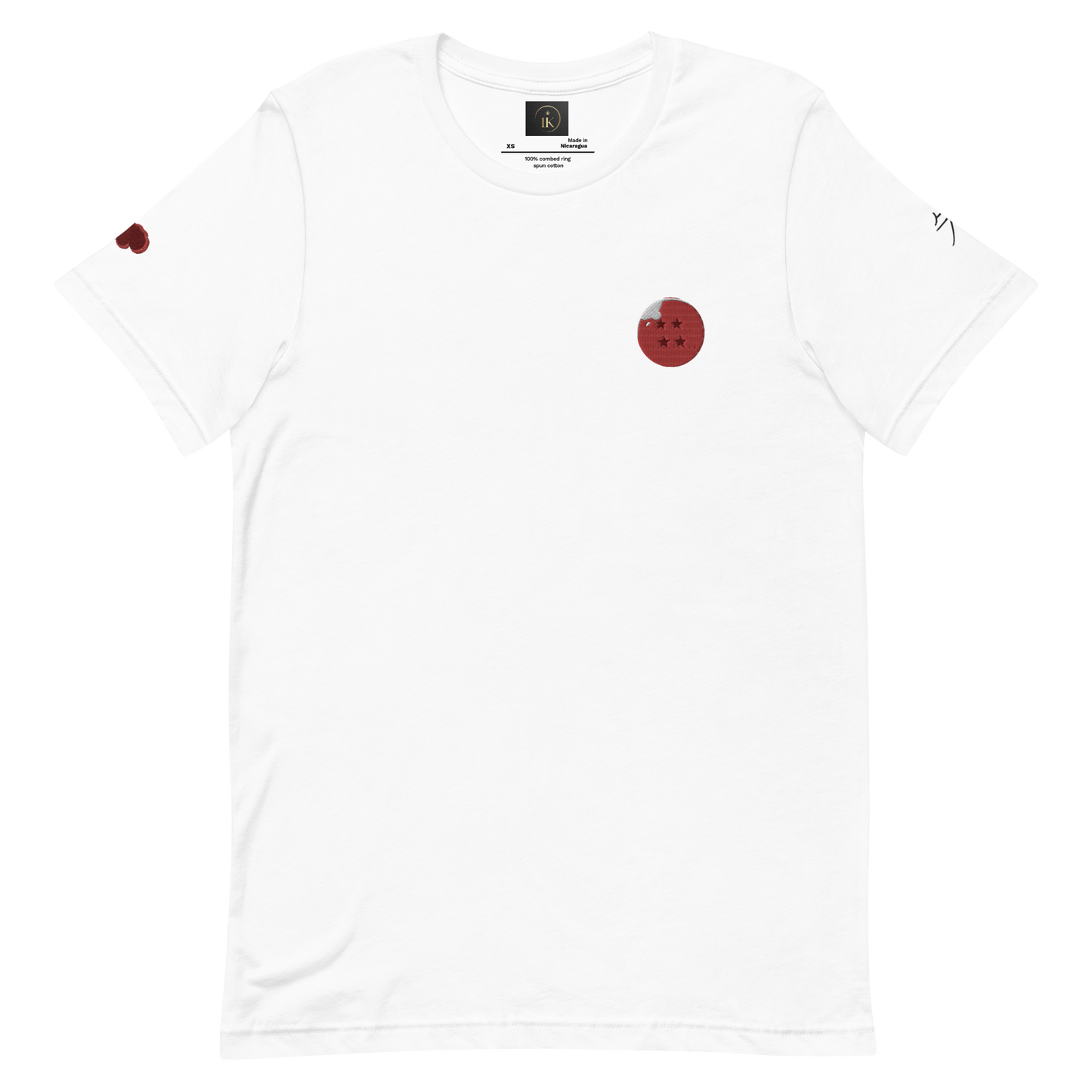 Camiseta unisex blanca con bordado de Gokuchi